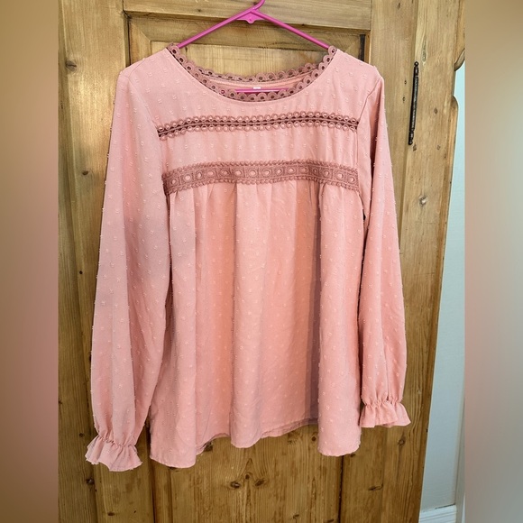 Women’s Basics Pink Long Sleeve Shirt Lightweight Like New - Picture 1 of 5